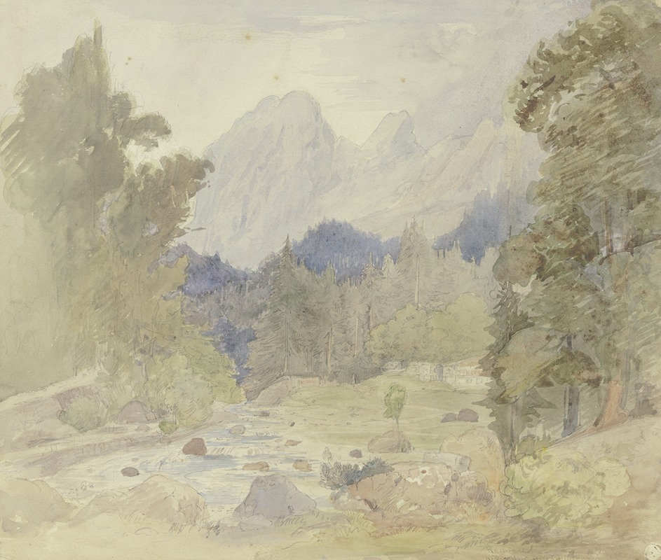 Johann Balthasar Bauer - Gebirgslandschaft, Bach bei Berchtesgarden