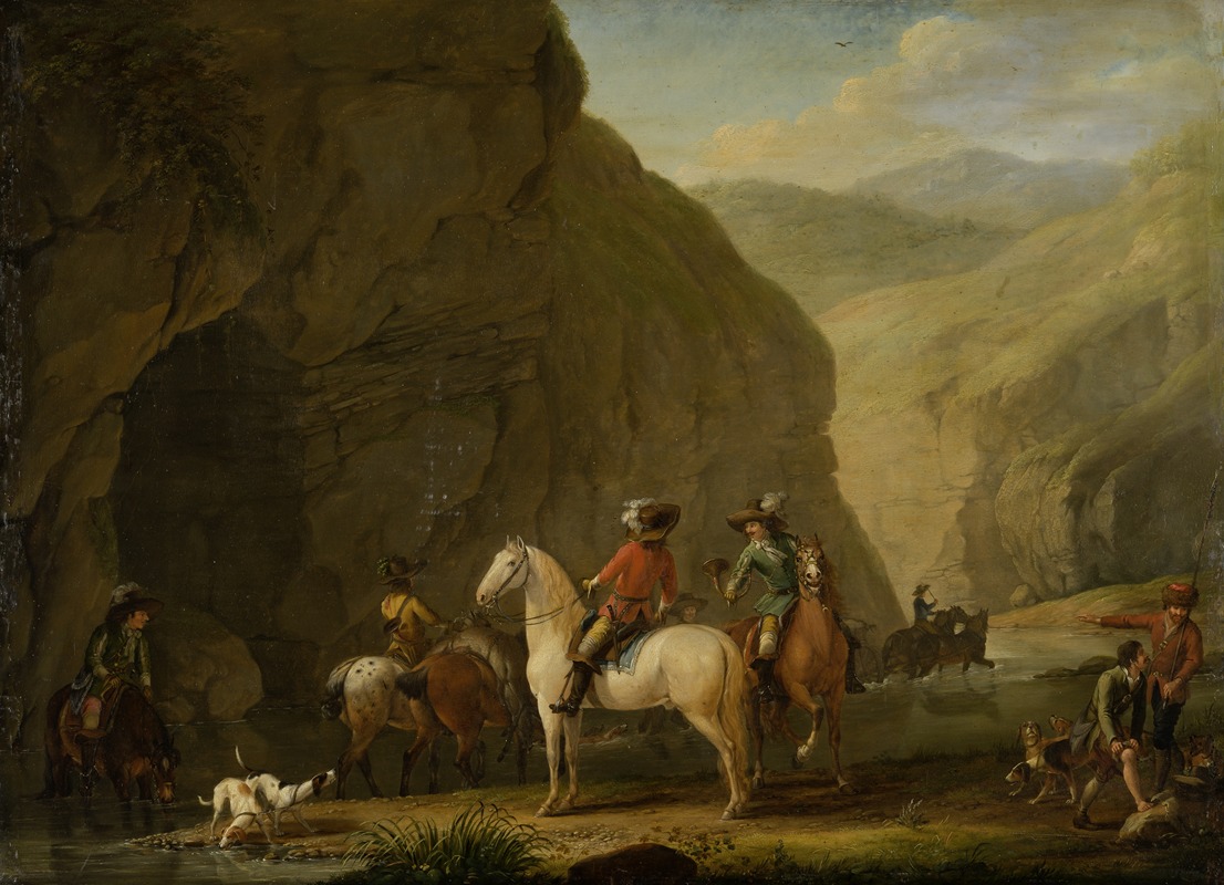 Johann Georg Pforr - Mountain Landscape with a Hunting Party