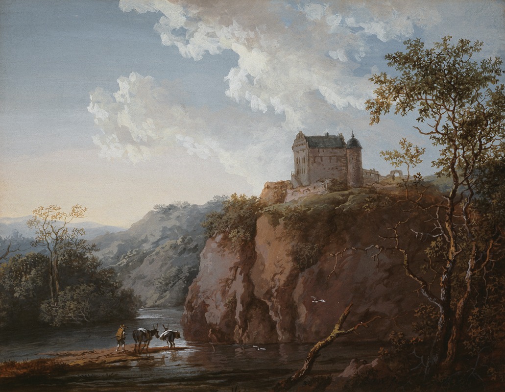 Johann Georg Wagner - Burg auf einem Felsen über einem Flußtal