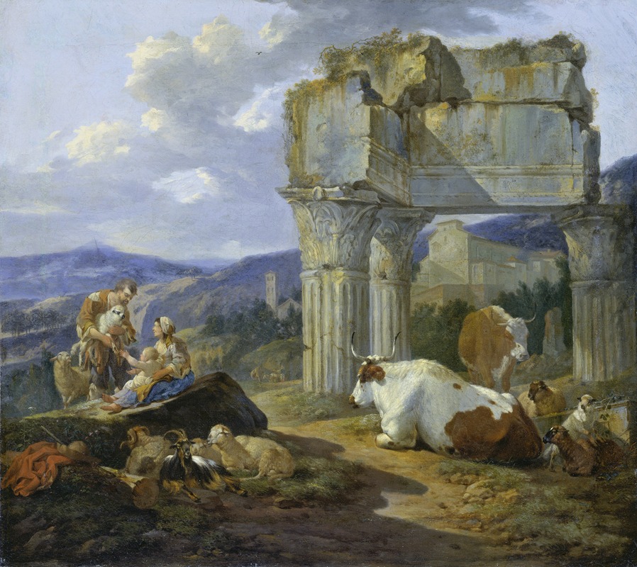 Johann Heinrich Roos - Shepherd’s Family at the Ruins of the Temple of Vespasian