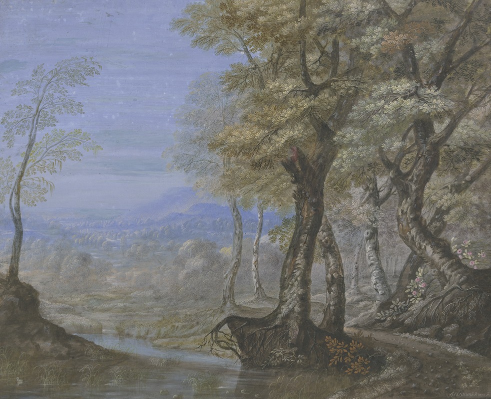 JOHANN NIKOLAUS GASSNER - Sommerlandschaft mit Durchblick durch einen Buchenwald