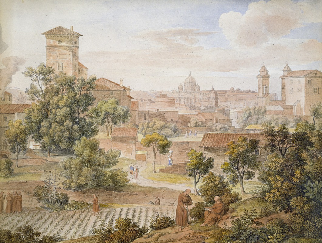 Joseph Anton Koch - Blick vom Kloster S. Isidoro auf St. Peter in Rom