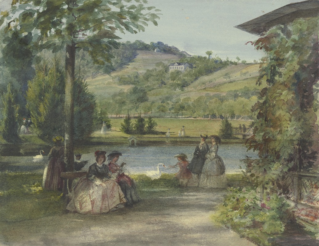 Karl Friedrich Johann von Müller - Parklandschaft mit Teich und Schwänen