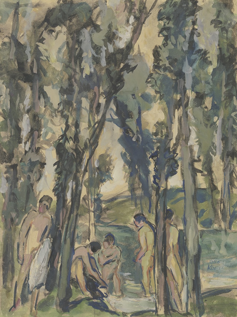 Otto Kopp - Forest stream with bathing people