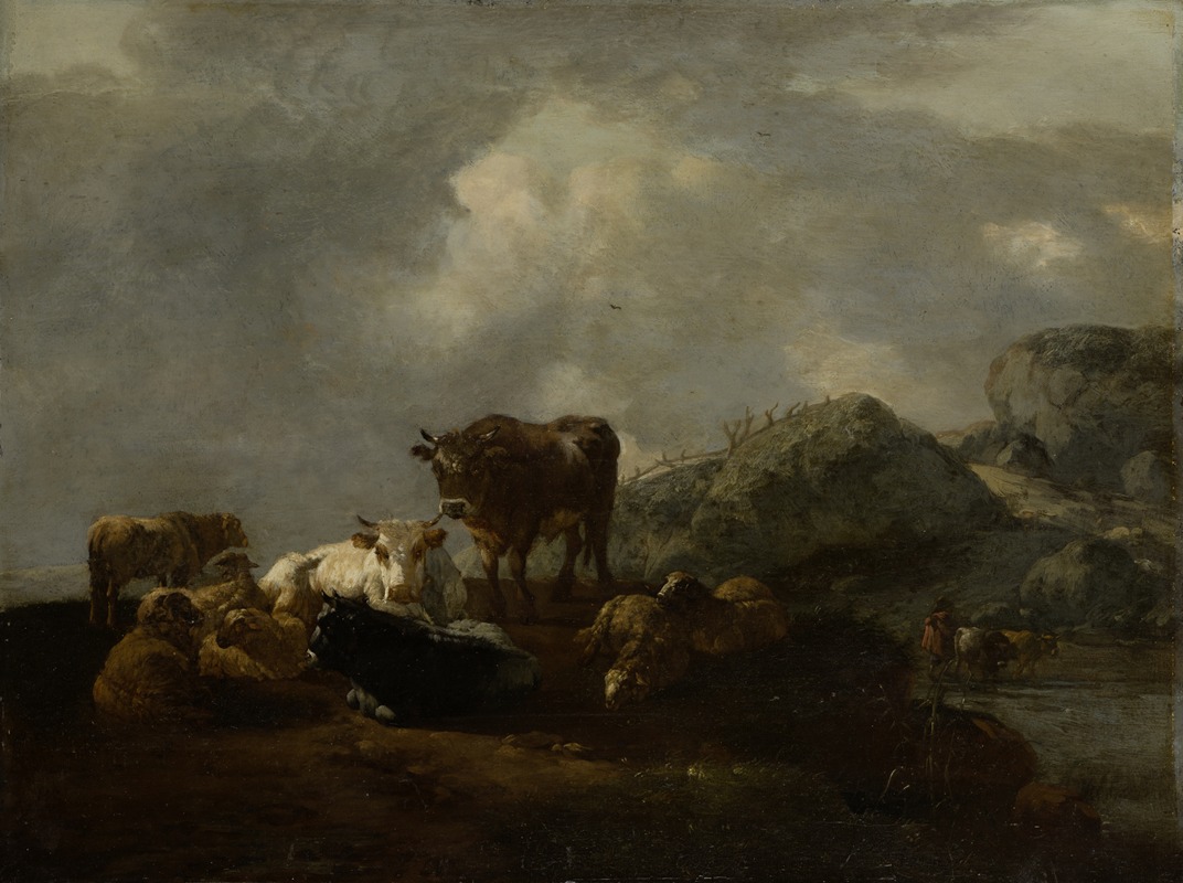 Willem Romeyn - Cattle Resting at a River Crossing
