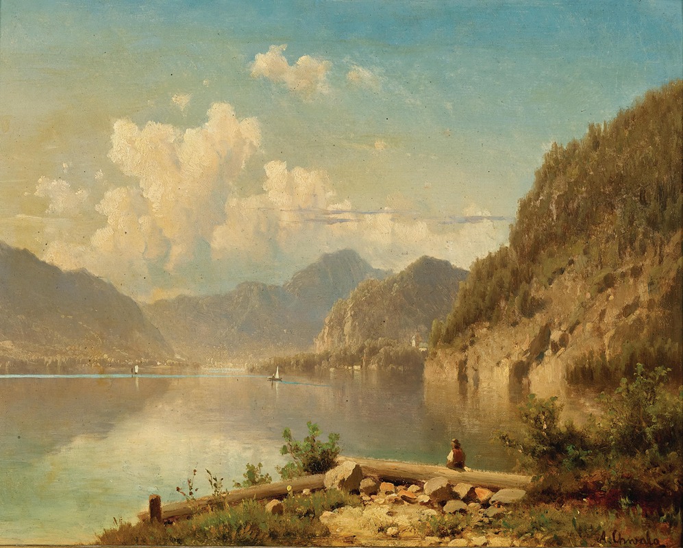 Adolf Chwala - A Scene on Lake Wolfgangsee