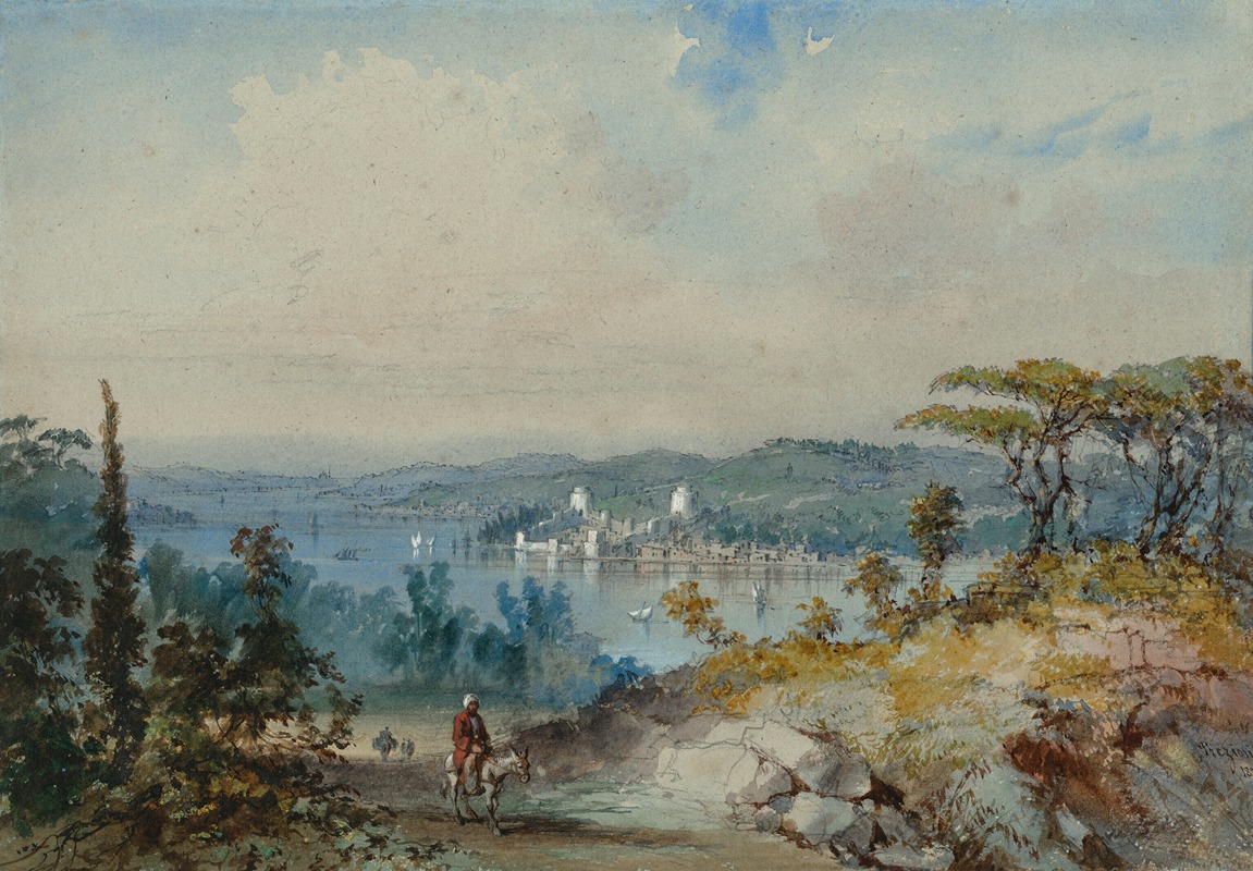 Count Amadeo Preziosi - View over the Bosphorus showing the Fortress of Rumeli Hissar (Rumelihisarı), Constantinople