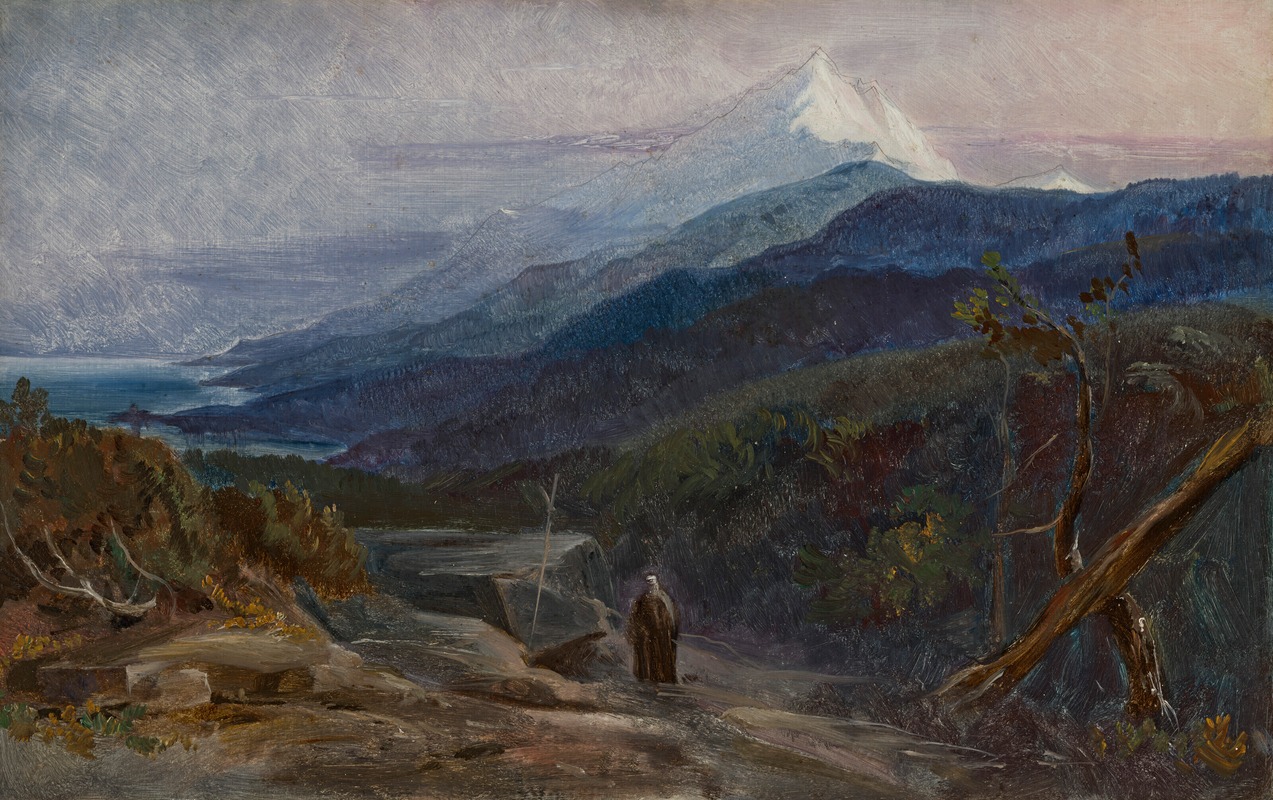 Edward Lear - View of Mount Athos, Greece