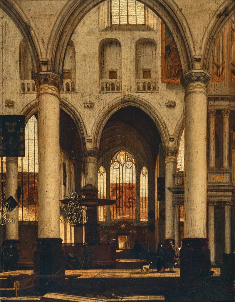 Emanuel de Witte - An interior of a Protestant Gothic church