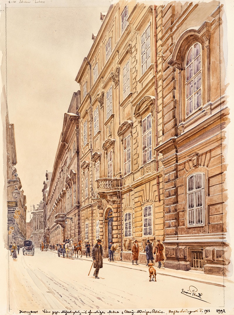 Erwin Pendl - Herrengasse and Mollard-Clary palace with a view of Michaelerplatz in Vienna