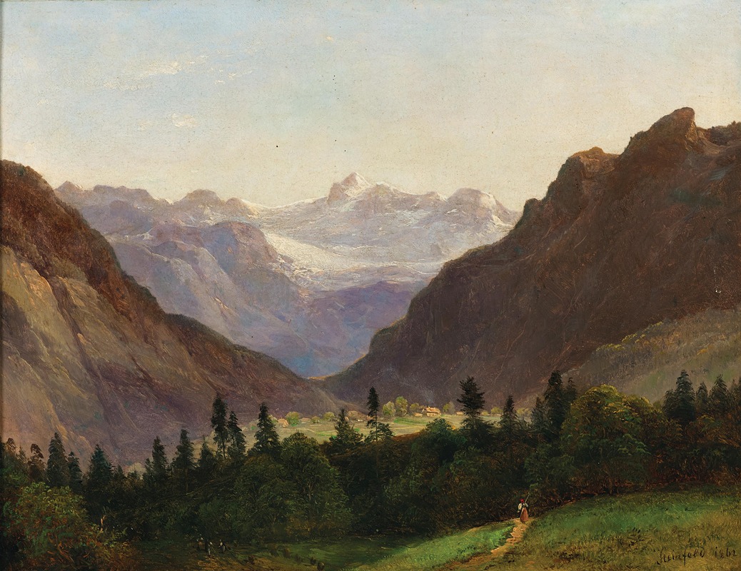 Franz Steinfeld - A View of the Dachstein Massif from the Alpenhotel Wasnerin in Bad Aussee