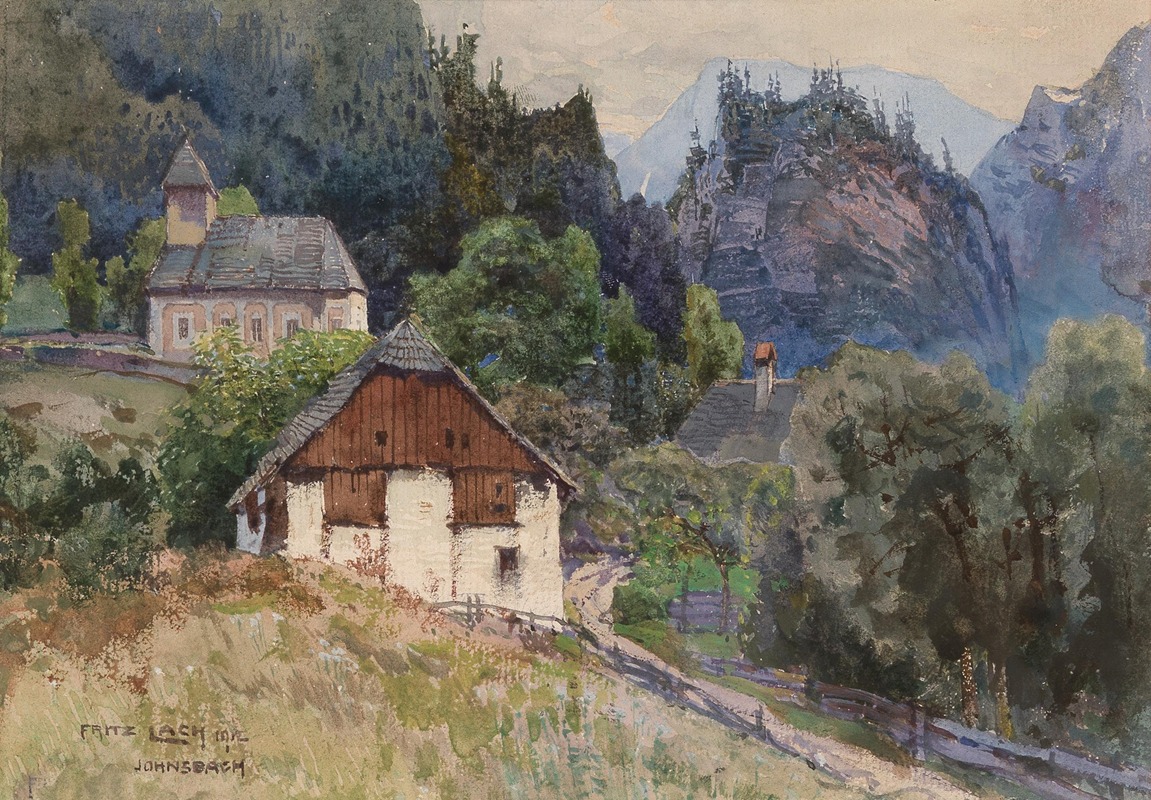 Fritz Lach - A view of Johnsbach in Gesäuse (mountain region)