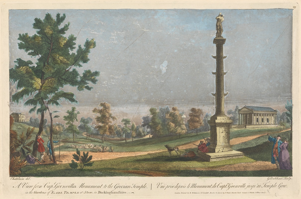 George Bickham the Elder - A View from Cap’t Grenvilles Monument to the Grecian Temple in the Gardens of Earl Temple at Stow, in Buckinghamshire