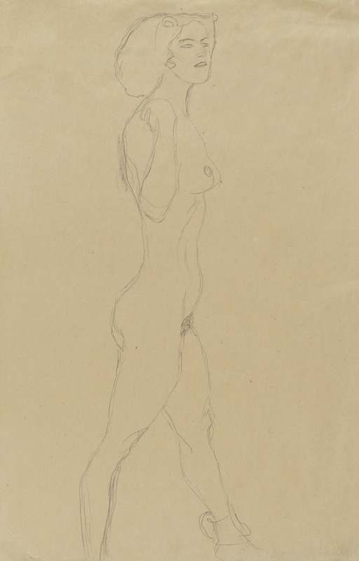 Gustav Klimt - Schreitende (Die rechte Hand an der Schulter, das Gesicht im Dreiviertelprofil)