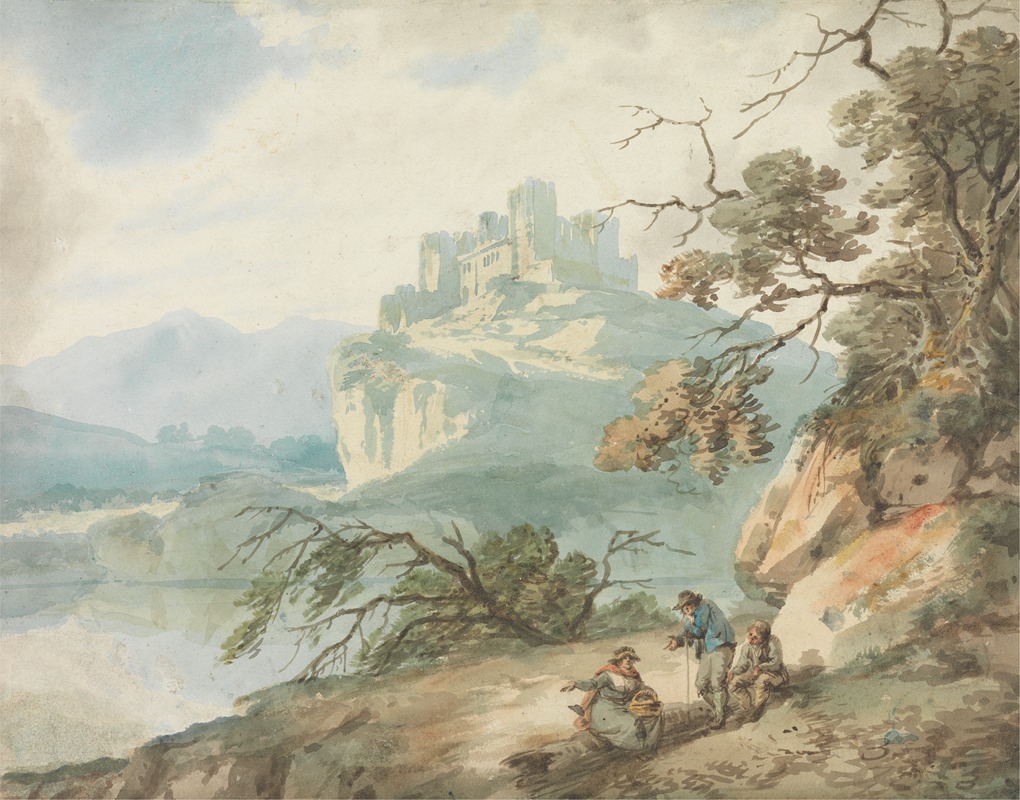 Joseph Barber - Castle and Figures in a Landscape