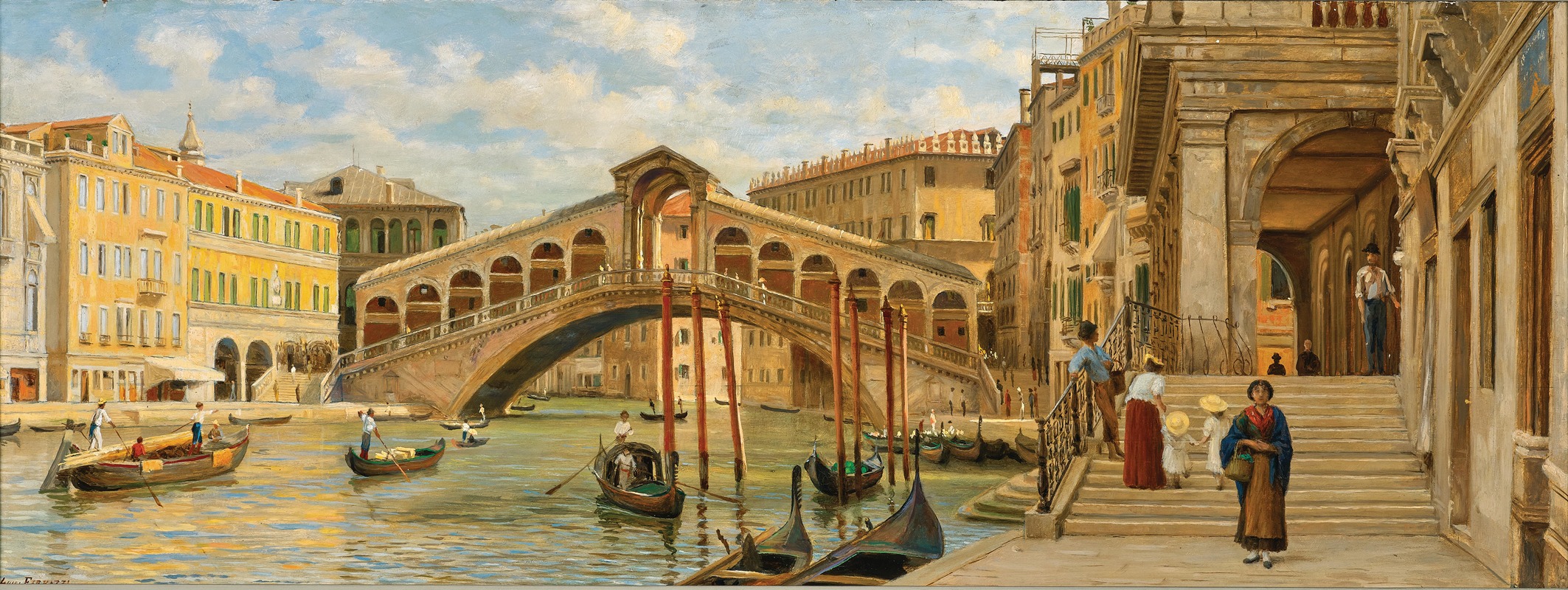 Luigi Ferrazzi - Venice, View of the Rialto Bridge