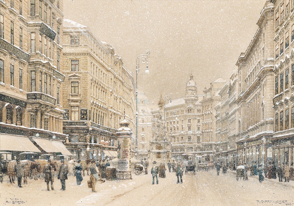 Richard Moser - Graben in Vienna at snow flurry