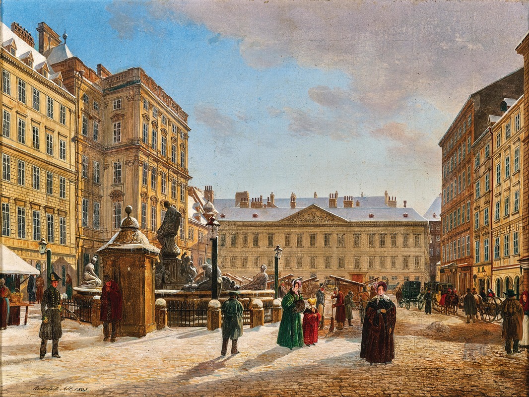 Rudolf von Alt - The New Market in Vienna in Winter
