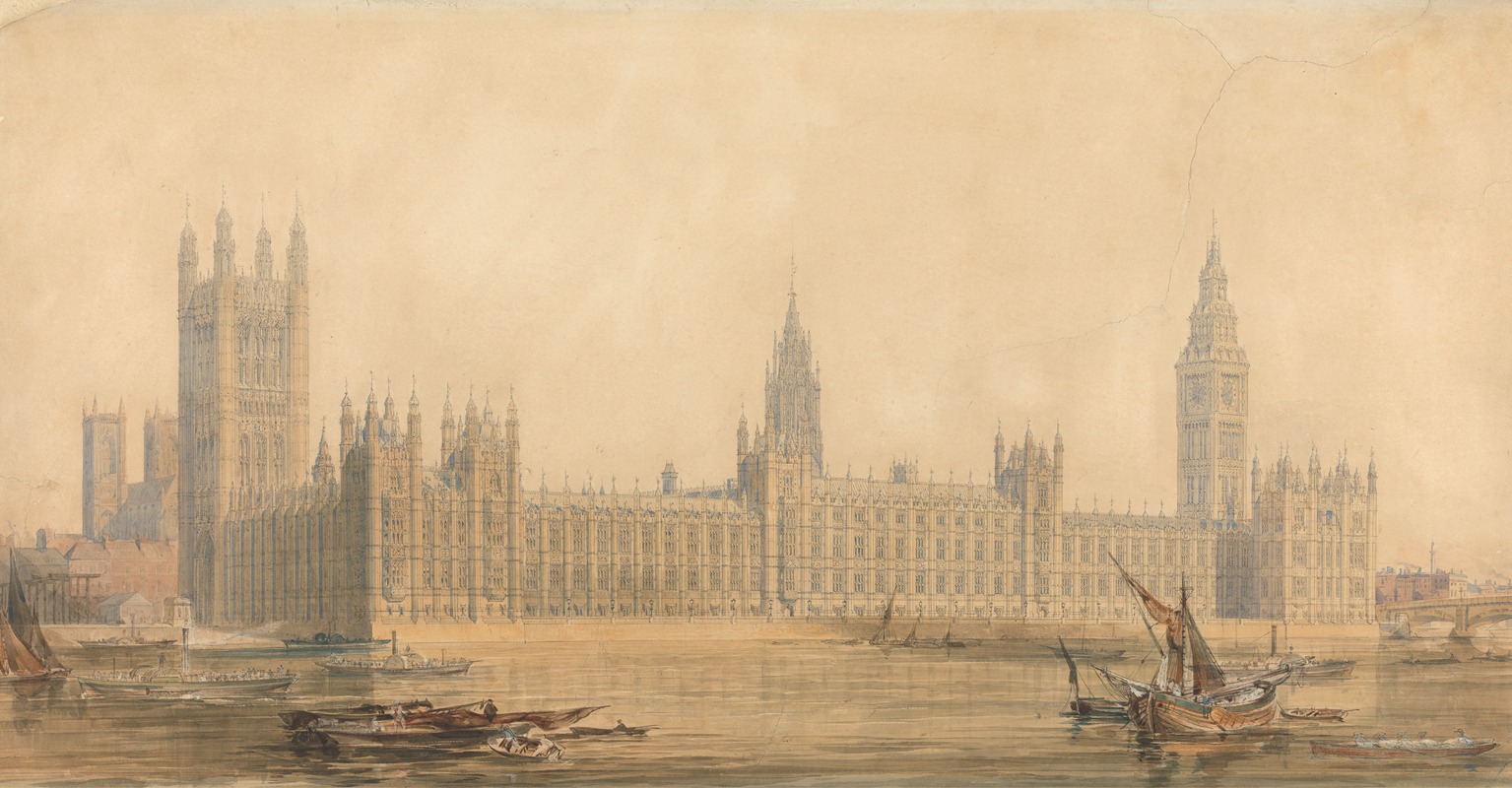 Sir Charles Barry - Perspective View; the New Houses of Parliament