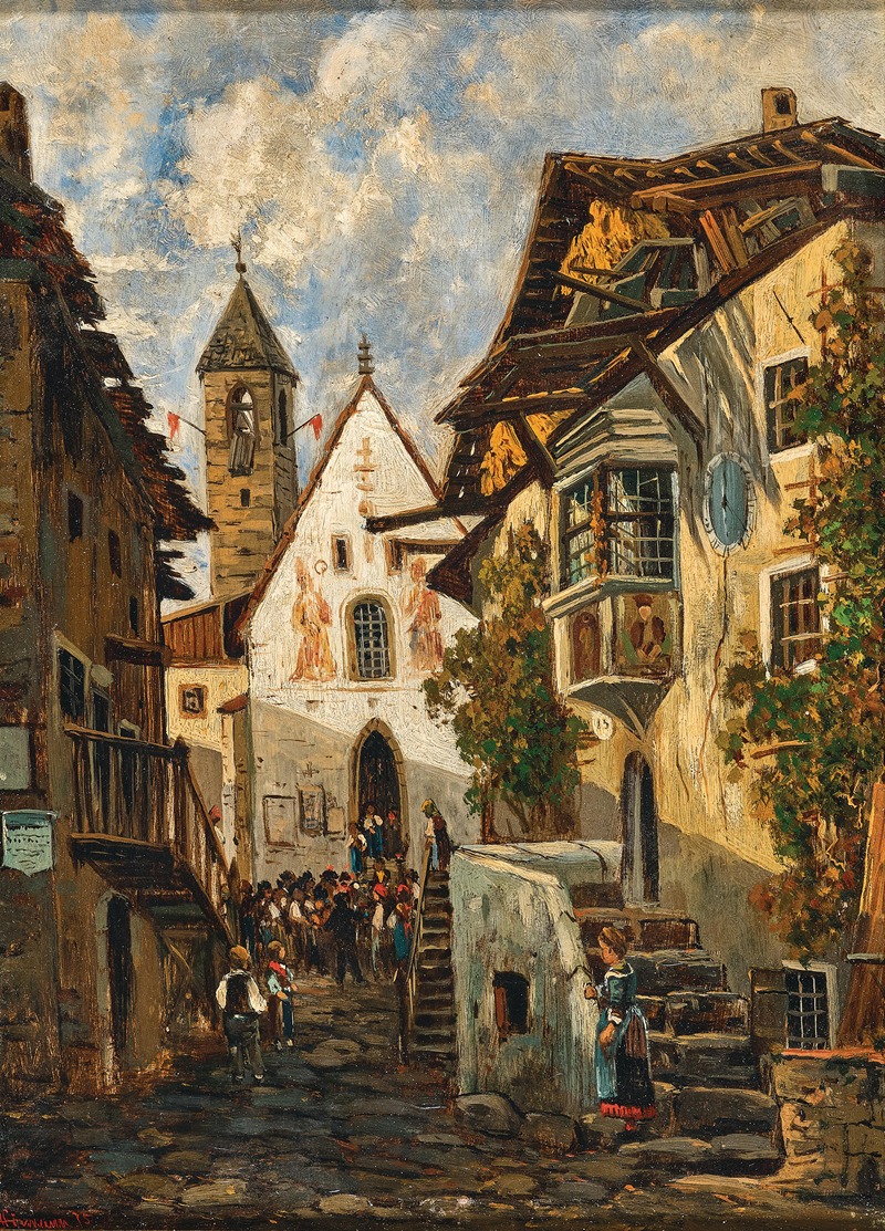 Theodor Von Hörmann - Dorfmotiv von Albeins bei Brixen, Tirol