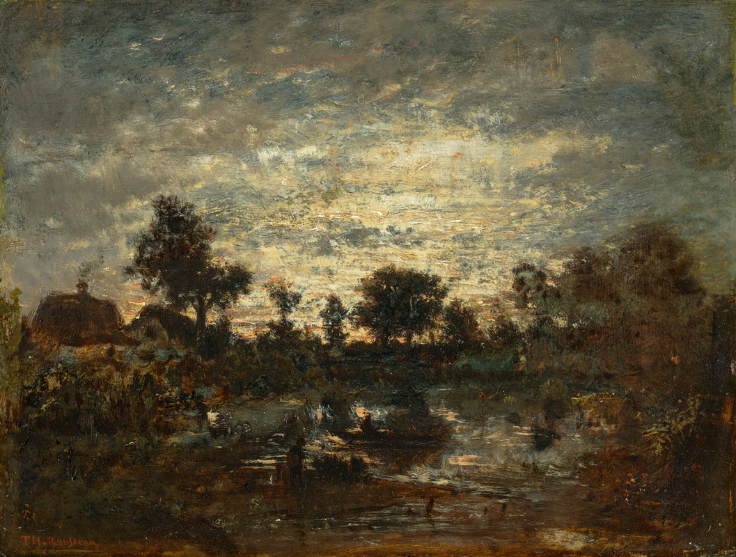 Théodore Rousseau - L’étang, coucher de soleil