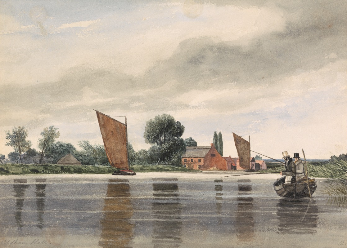 Alfred Priest - Coldham Hall, with H. Priest and C. Turner Angling, 1835