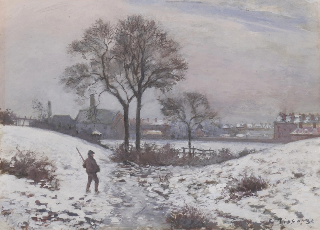 Camille Pissarro - Chasseur en hiver, paysage à Norwood