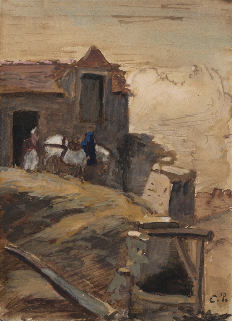 Camille Pissarro - Cheval blanc devant une ferme