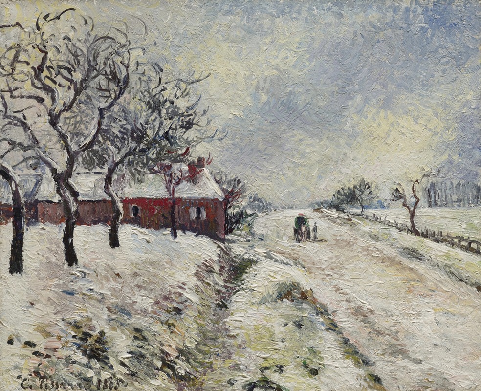 Camille Pissarro - Route enneigée avec maison, environs d’Eragny