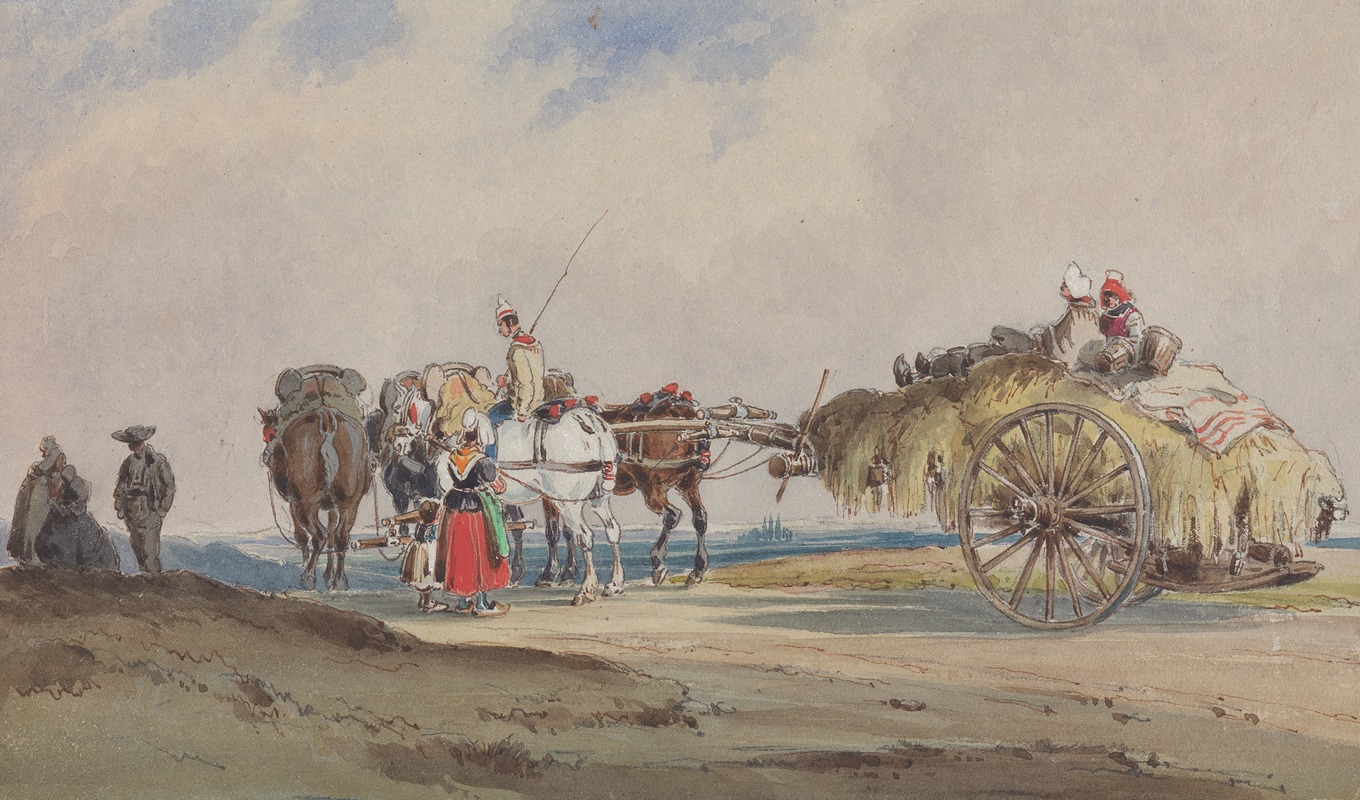 Charles Cooper Henderson - A Hay Wagon Drawn by Four Horses