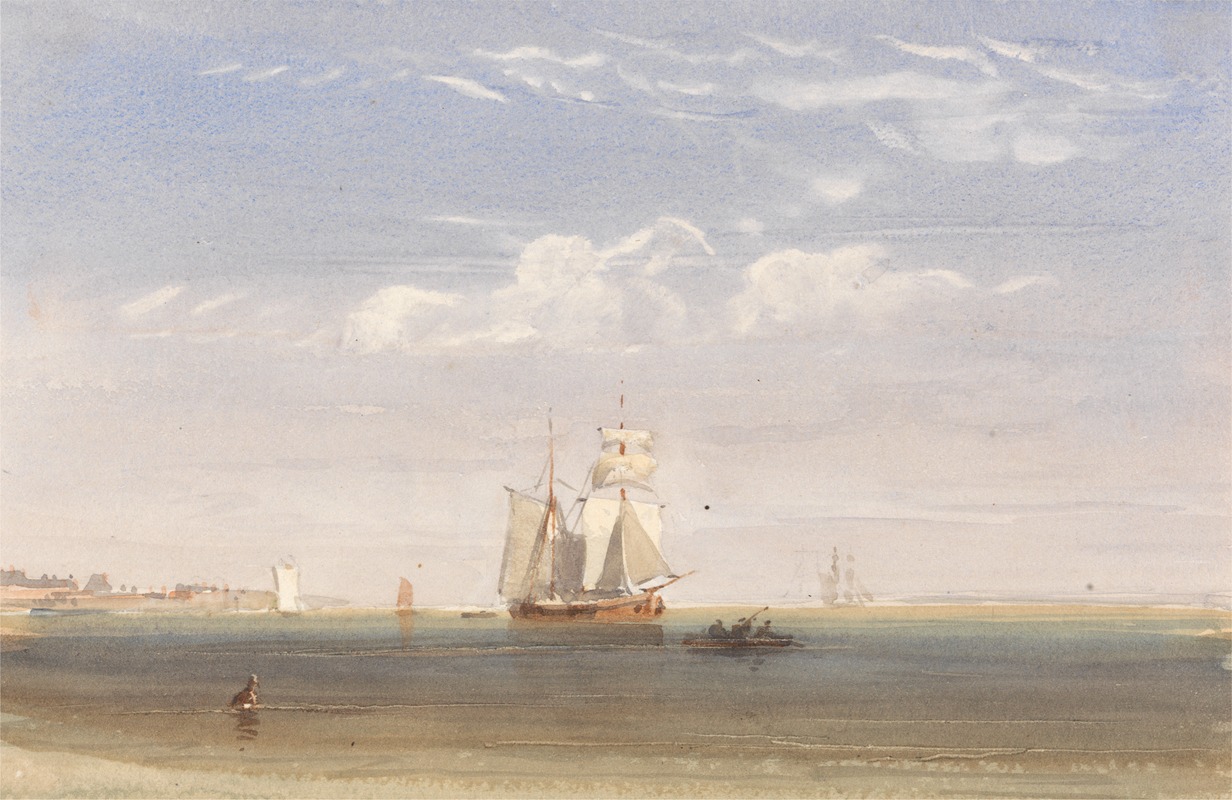 David Cox Jnr - A Merchantman Becalmed Offshore