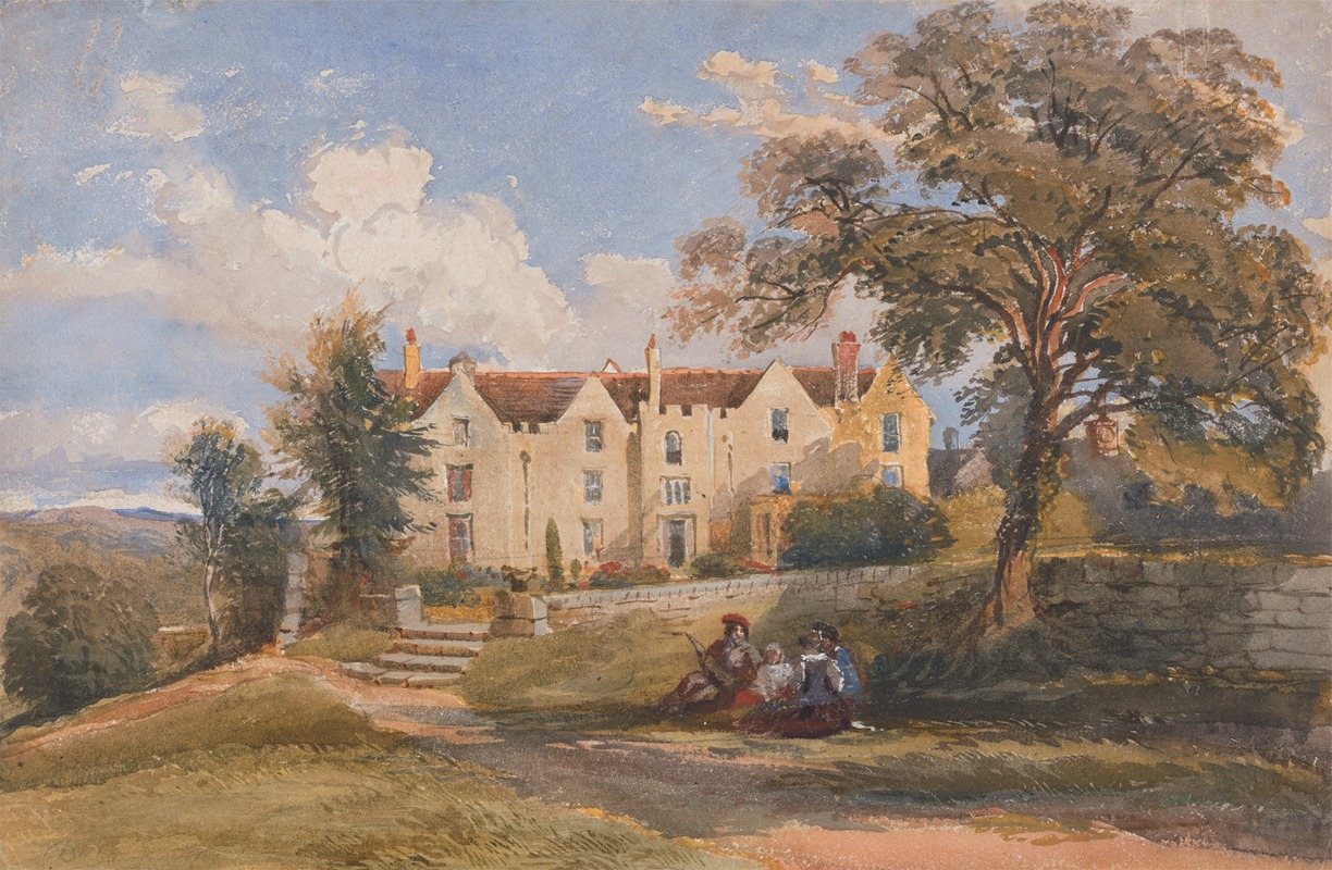 David Cox Jnr - Group Seated in Grounds of a Large House