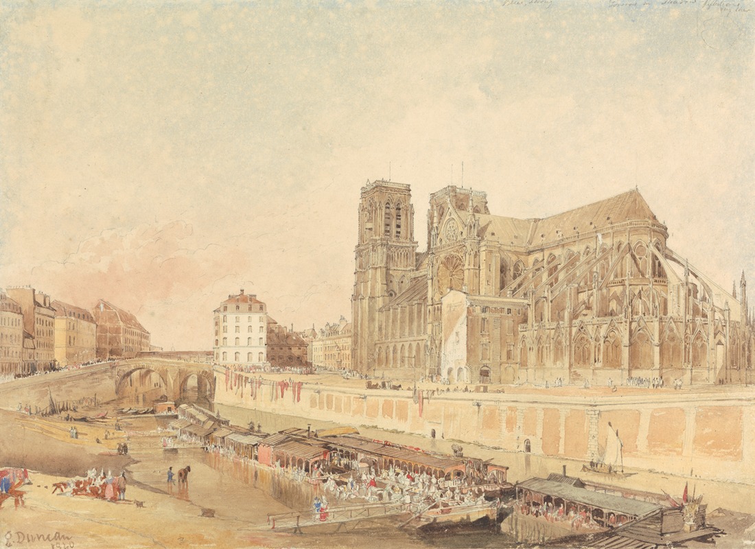 Edward Duncan - Notre Dame, Paris, from the Left Bank