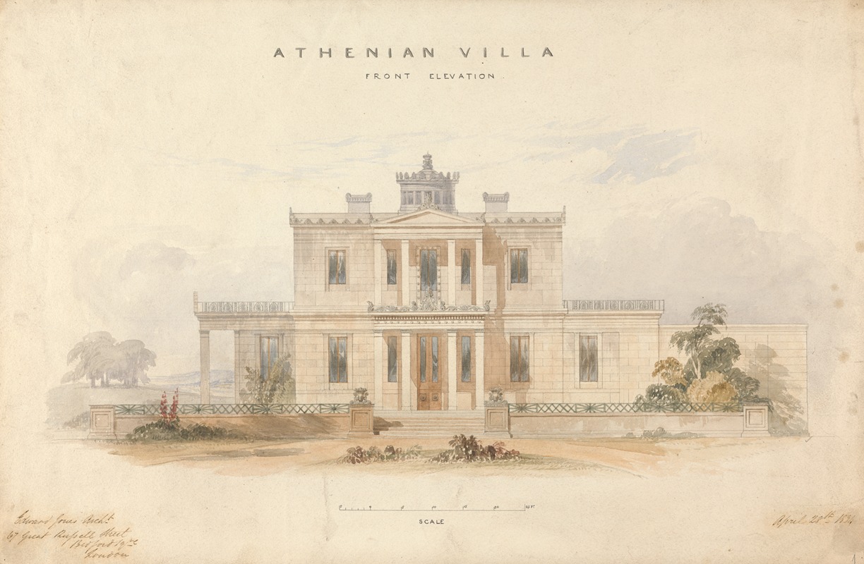 Edward Jones - Design for an Athenian Villa, Front Elevation