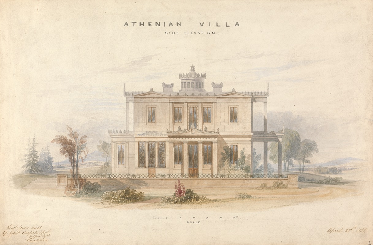 Edward Jones - Design for an Athenian Villa, Side Elevation