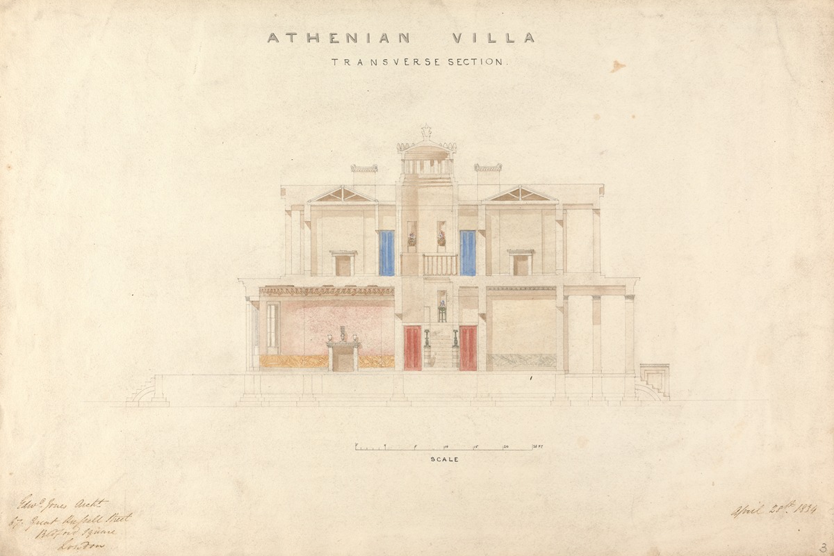 Edward Jones - Design for an Athenian Villa, Transverse Section