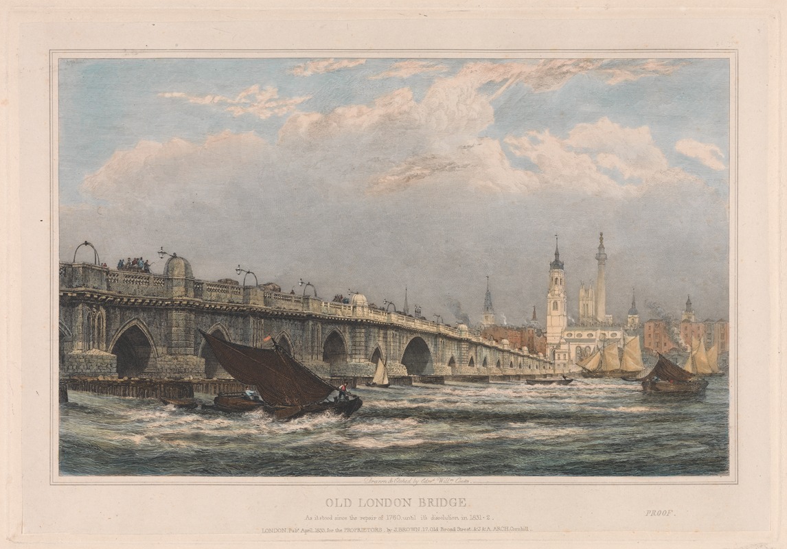 Edward William Cooke - Old London Bridge after the Repair of 1700 until 1831