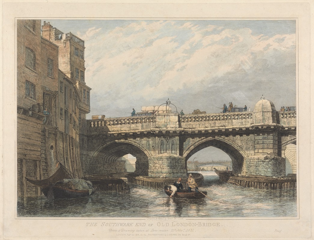 Edward William Cooke - The Southwark End of Old London Bridge