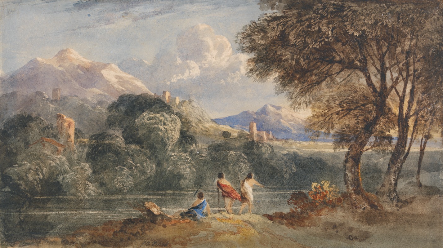 Francis Oliver Finch - Classical Landscape with Figures