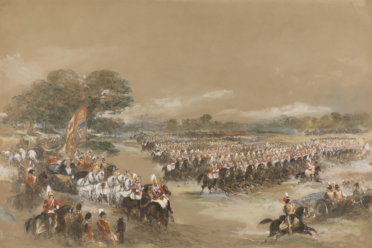 George Bryant Campion - Royal Review at Windsor – Queen Victoria and Khedive Ismail Pashe of Egypt, June 26th, 1868