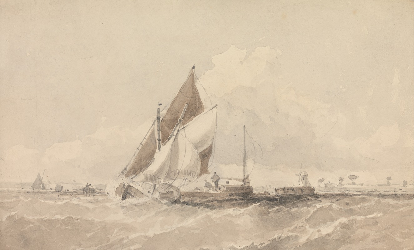 George Chambers - Sailing Barges and Boats in a Choppy Sea