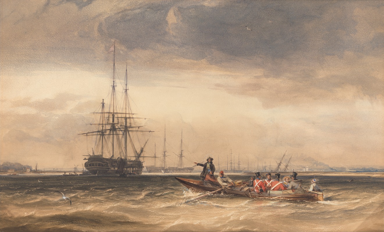 George Chambers - Soldiers Being Rowed Out to an Indiaman at Northfleet