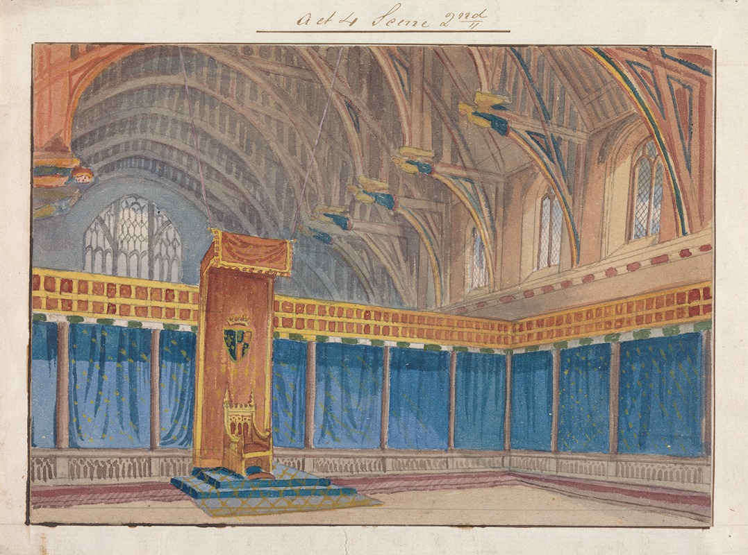 George Cressal Ellis - Design for Setting of Charles Kean’s Richard II at the Princess’s Theatre on March 12, 1857 – Act 4, Scene 2