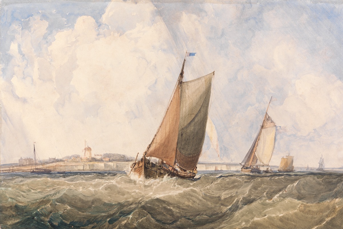 George William Crawford Chambers - Fishing Vessels in a Heavy Swell off the Coast