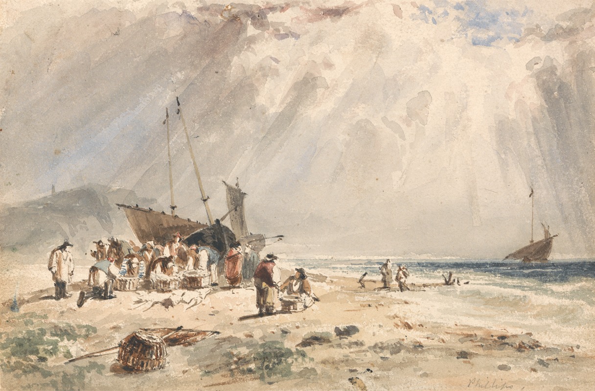 Giles Firman Phillips - Fishmarket on the Beach