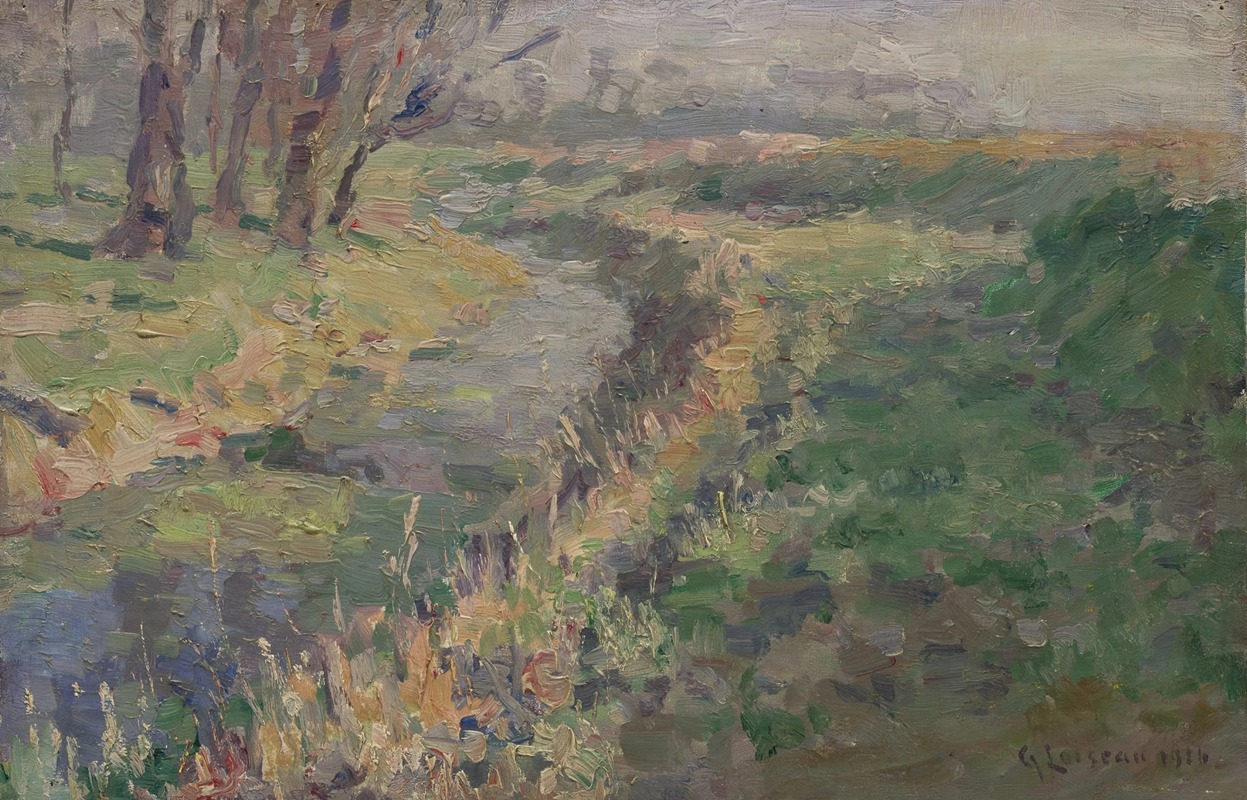 Gustave Loiseau - Paysage ruisseau dans la campagne