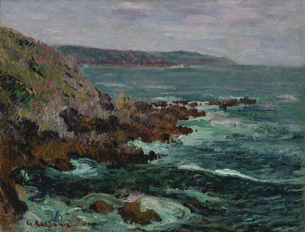 Gustave Loiseau - Rochers dominant la mer en Bretagne