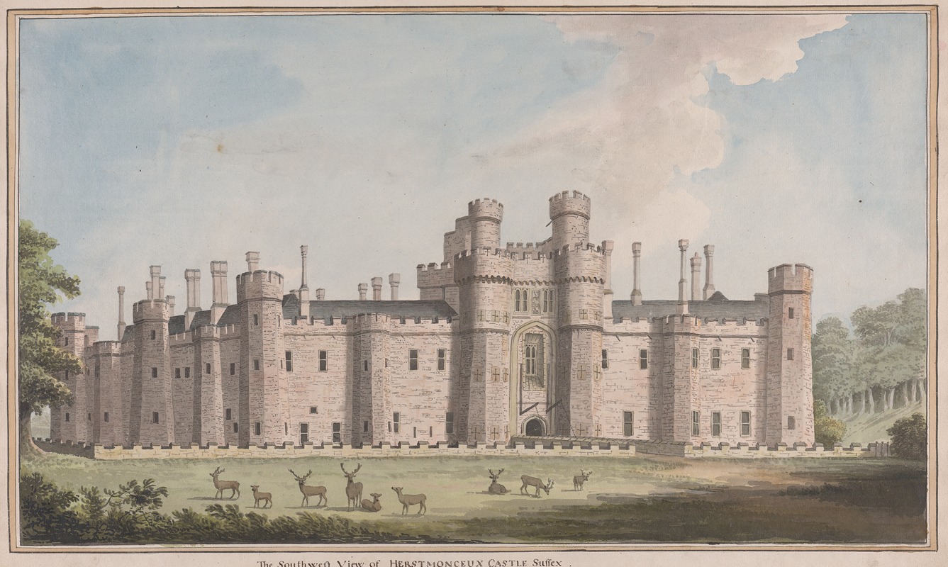 James Lambert of Lewes - Herstmonceux Castle, East Sussex: South West View