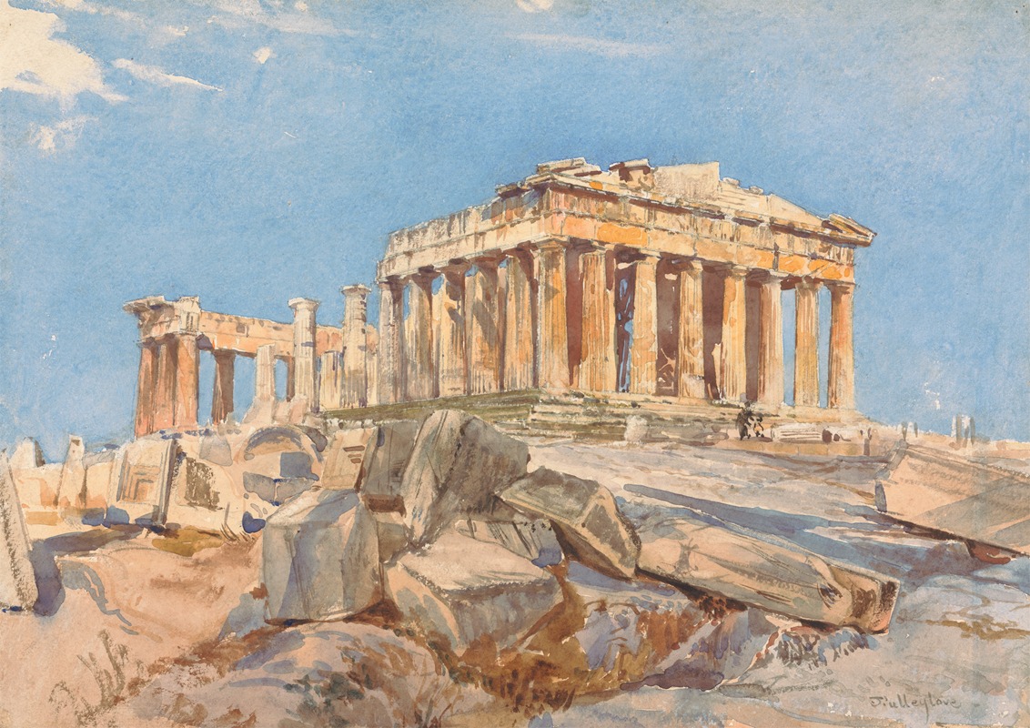 John Fulleylove - The Parthenon from the North End of the Eastern Portico of the Propylae, Evening Light