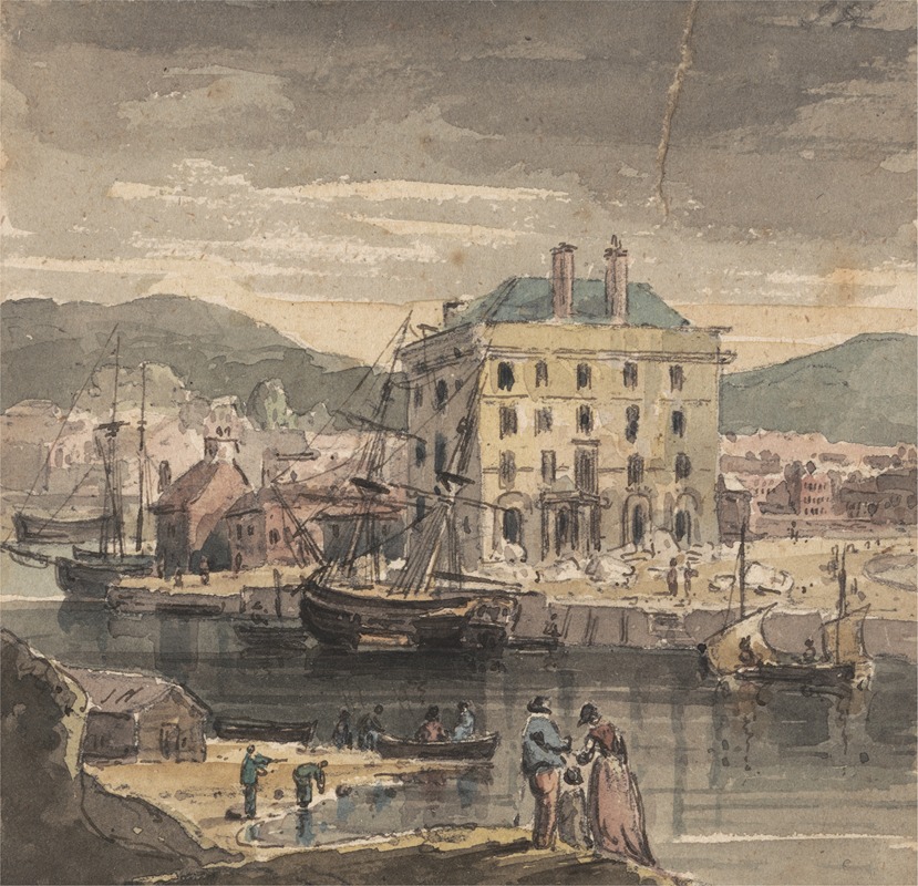 John Henderson - Weymouth: with figures, shipping and view of the Custon House